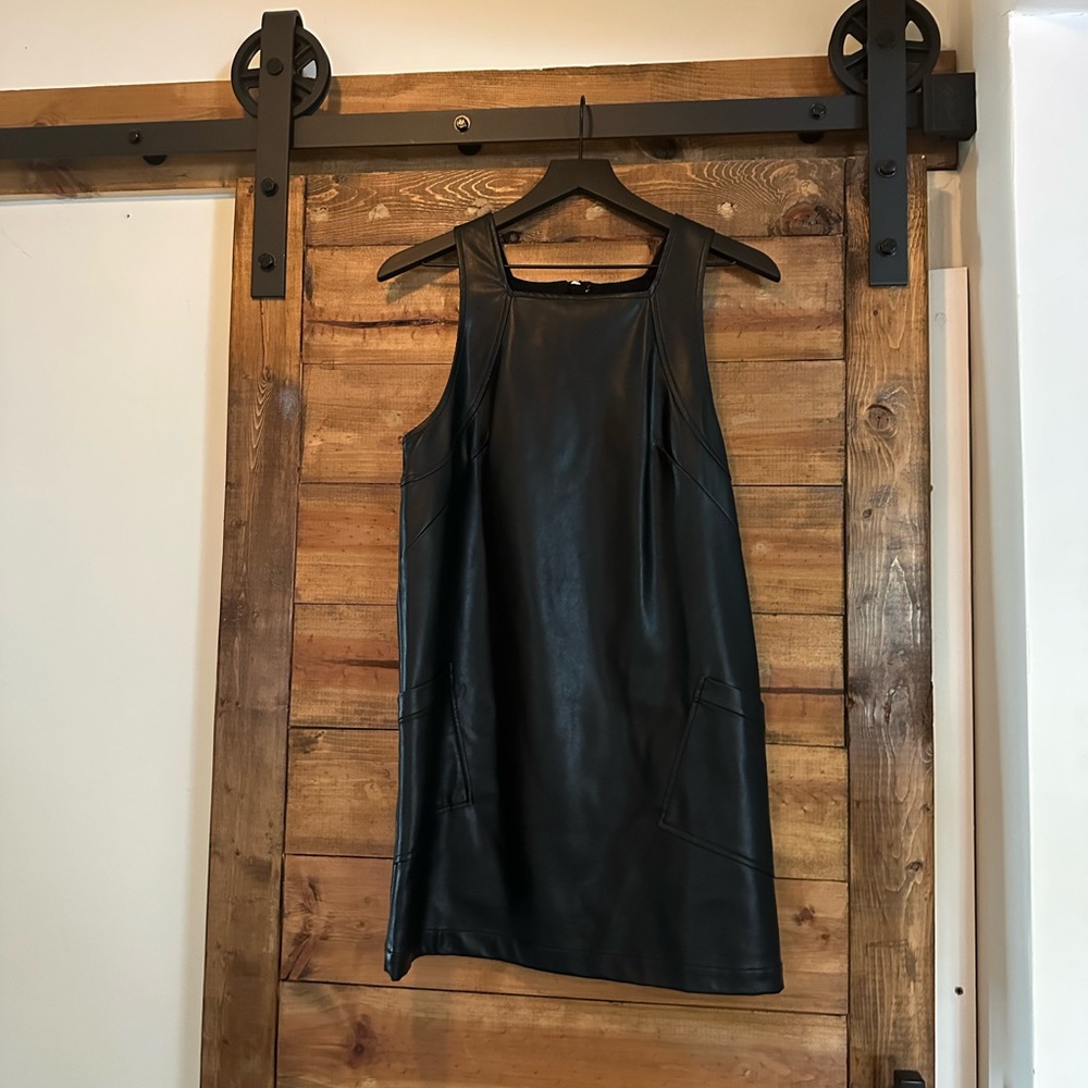 Maeve Black Faux Leather Mini Dress
